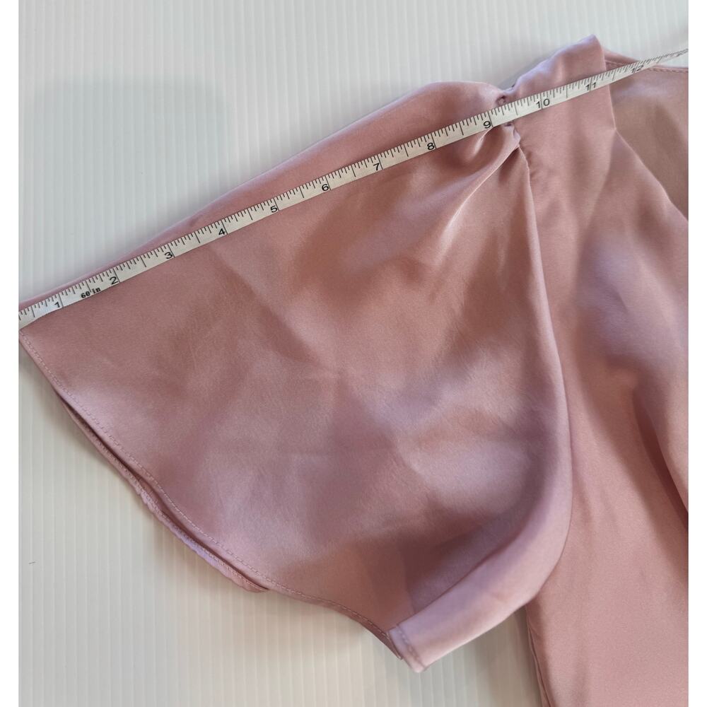 Lulus Eternal Bond Blush Satin Ruffled Flutter Sleeve Maxi Dress Small Pink - Picture 12 of 16